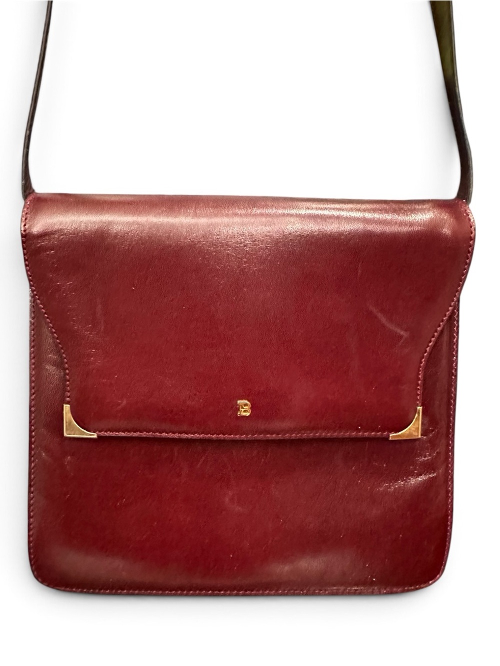 Vintage Bally Burgundy Leather Crossbody Bag